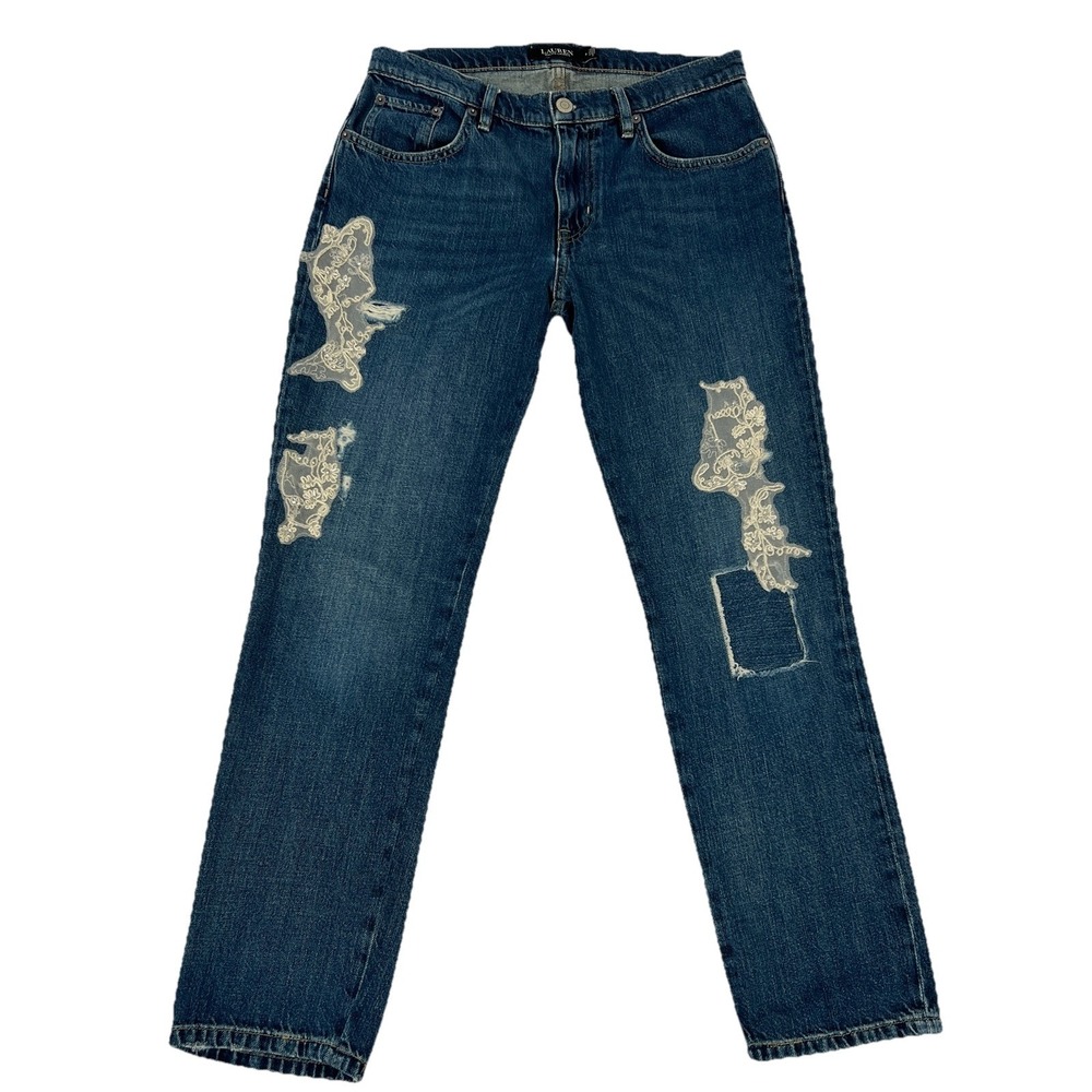 Lauren Ralph Lauren Jeans Tapered Lace Patchwork Women's 4 Black Label